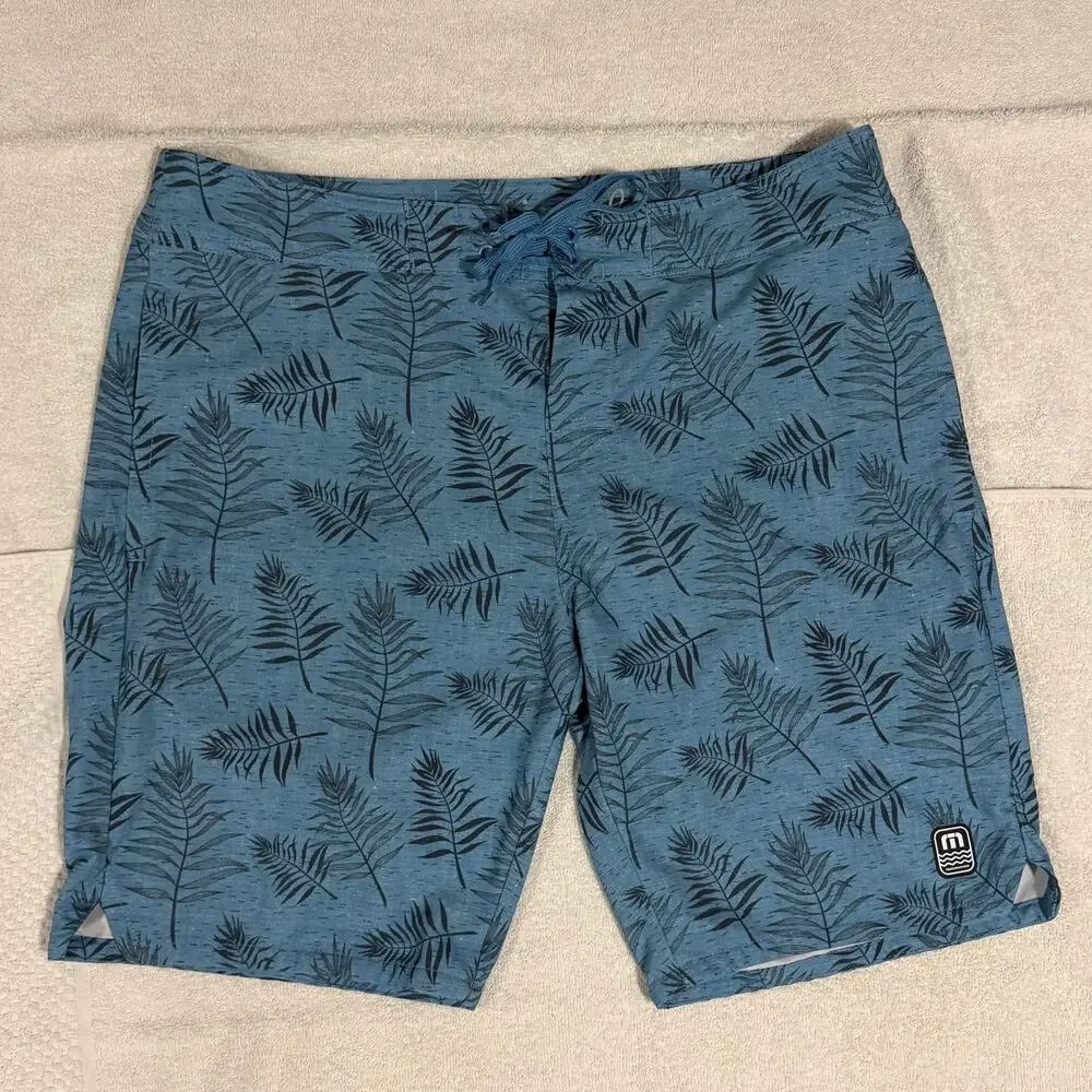 Travis Mathew Larch Leaf Blue performance board shorts Waist 36